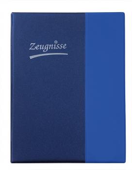 Zeugnismappe/Zeugnisringbuch DIN A4 mit 10 Hüllen / Farbe: metallic blau