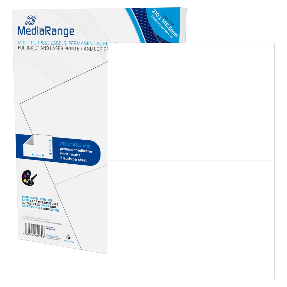 Größe 100 MediaRange Etiketten 210 x 148.5mm 50 Blatt DIN A4