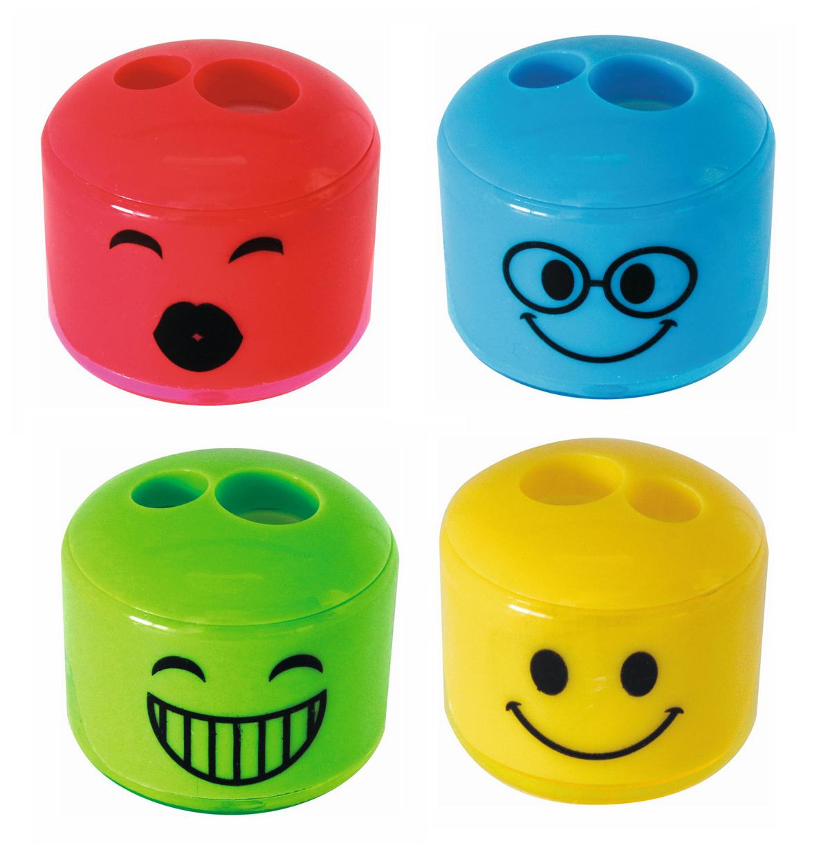4 Dosenspitzer "Smile" Anspitzer 4 verschiedene Farben 