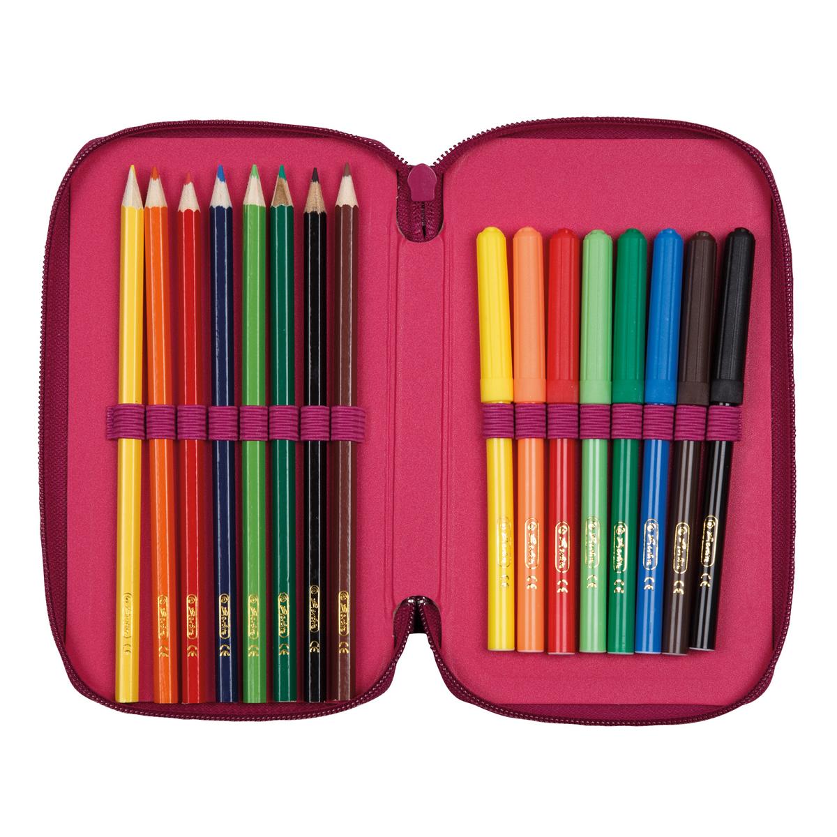 Federmappe 23tlg. Schüleretui Herlitz Doppeldecker Federtasche mit Gravur