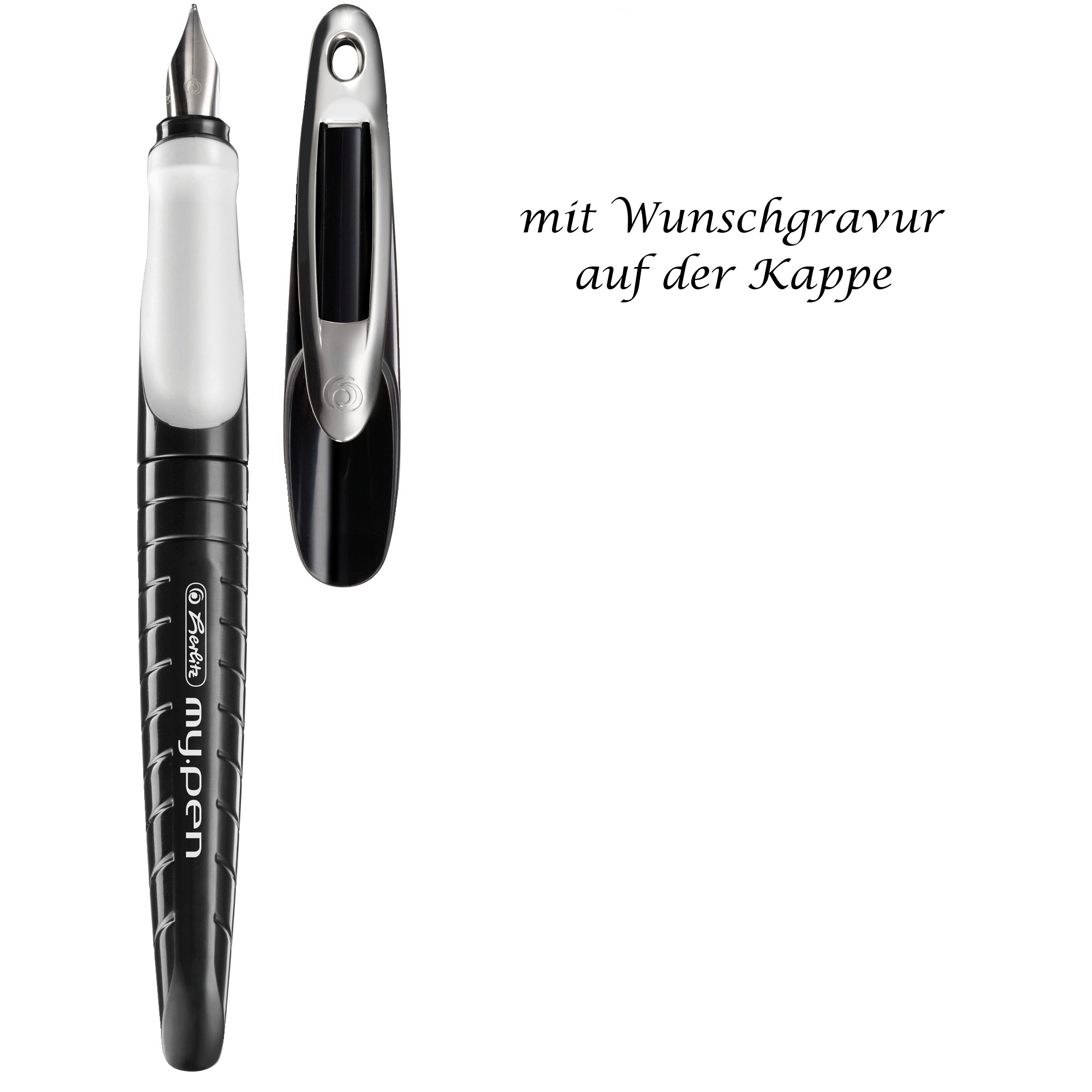weiß/schwarz Farbe Herlitz Füllhalter mit Namensgravur Linkshänder-Füller