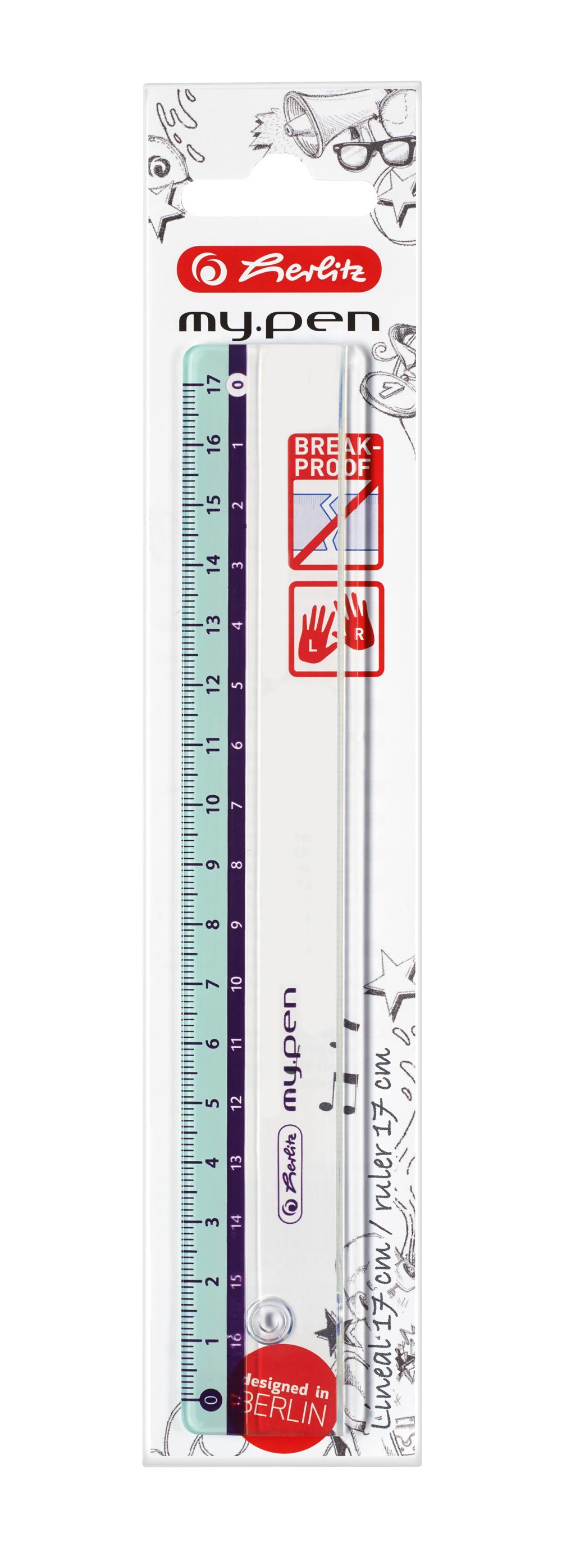 Neu & OVP Lineal my.pen 17cm aus Kunststoff von Herlitz türkis 