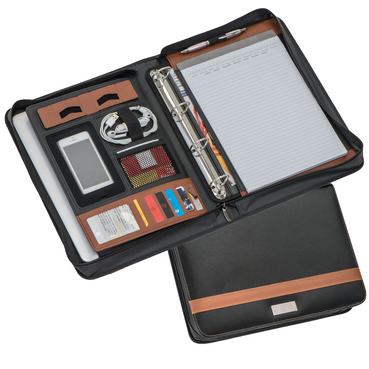 Hochwertige Schreibmappe DIN A4 aus Bonded Leather Lederfaserstoff