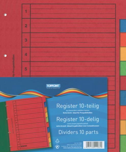 10 (10x 10tlg.) Ordner Register 10tlg EXTRA BREIT & stabil