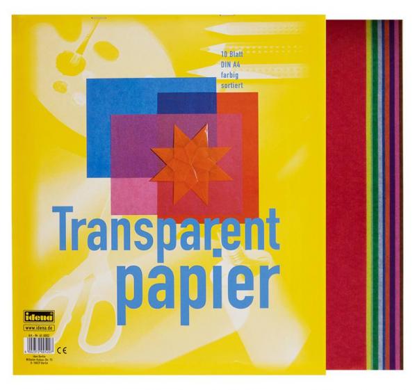 10 Blatt Transparentpapier DIN A4 / 10 verschiedene Farben