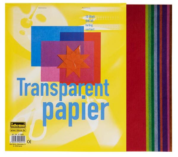 10 Blatt Transparentpapier DIN A5 / 10 verschiedene Farben