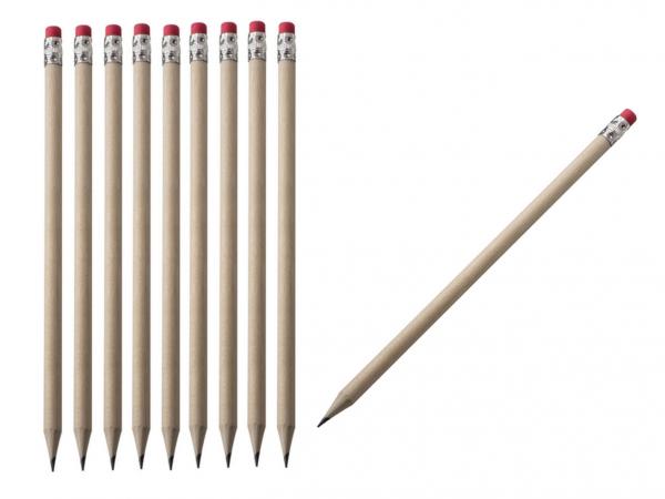 10 Bleistifte mit Radierer / Härtegrad: HB / unlackiert und ohne Herstellerlogo