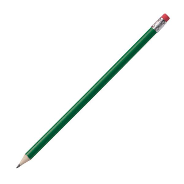10 Bleistifte mit Radierer / HB / Farbe: lackiert grün / mit Gravur
