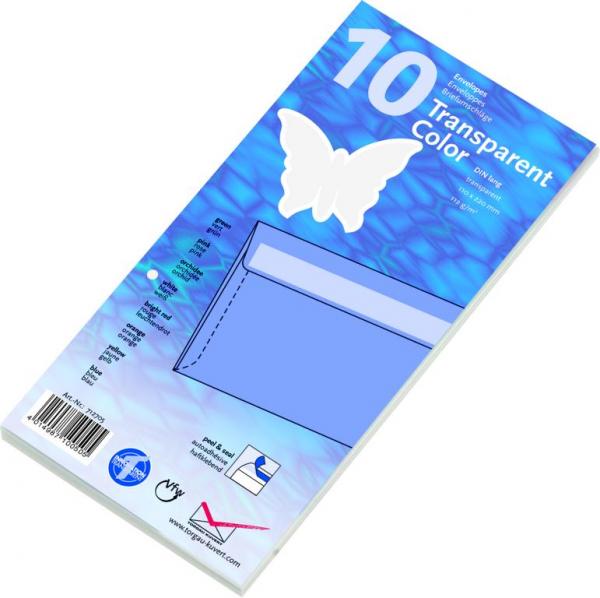 10 Briefumschläge Din lang transparent weiss