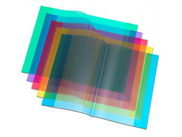 10 Heftumschläge / Hefthüllen DIN A5 / Farbe: transparent rot