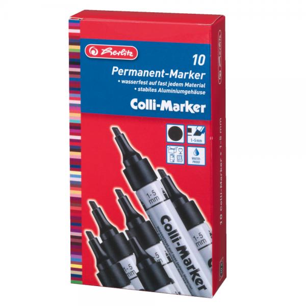 10 Herlitz Permanentmarker "Colli Marker" / 1-5mm / keil / Farbe: schwarz