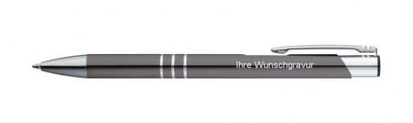 10 Kugelschreiber aus Metall / mit Gravur / Farbe: anthrazit