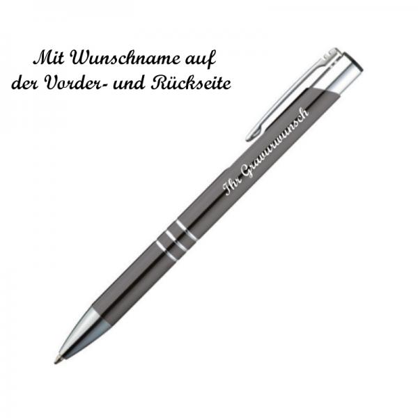 10 Kugelschreiber aus Metall mit beidseitige Namensgravur - Farbe: anthrazit