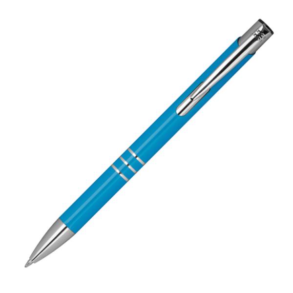 10 Kugelschreiber aus Metall mit beidseitige Namensgravur - Farbe: hellblau