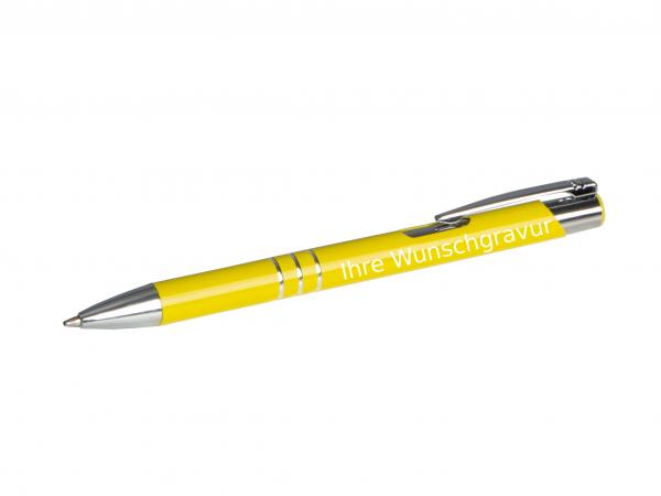 10 Kugelschreiber aus Metall mit Gravur / Farbe: sonnengelb