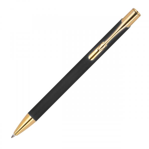 10 Kugelschreiber aus Metall mit Gravur / goldenen Applikationen /Farbe: schwarz