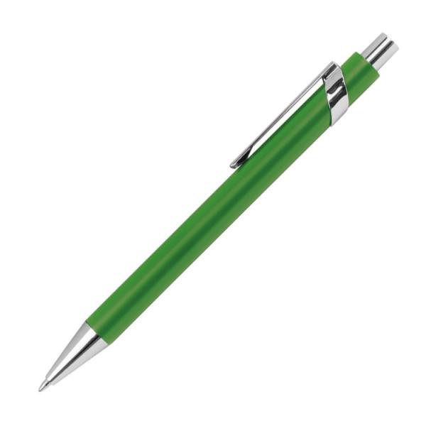 10 Kugelschreiber aus Metall mit Gravur / silberne Applikationen / Farbe: grün