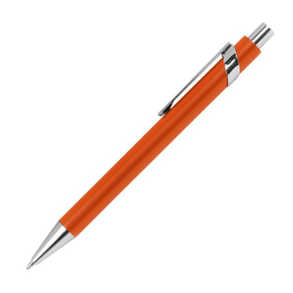10 Kugelschreiber aus Metall mit Gravur / silberne Applikationen / Farbe: orange