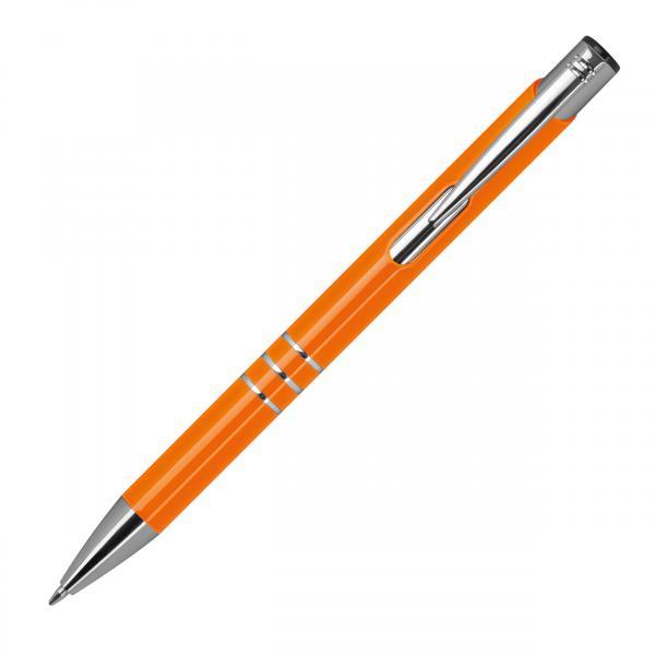 10 Kugelschreiber aus Metall mit Gravur / vollfarbig lackiert / orange (matt)