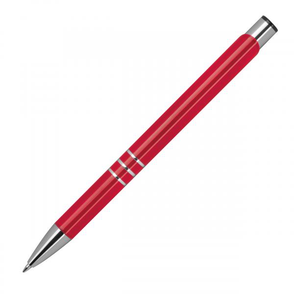 10 Kugelschreiber aus Metall mit Gravur / vollfarbig lackiert / rot (matt)
