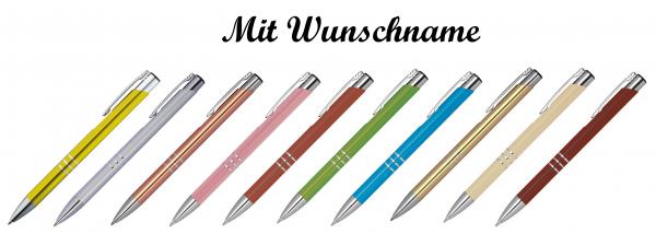 10 Kugelschreiber aus Metall mit Namensgravur / 10 verschiedene Farben