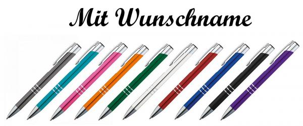 10 Kugelschreiber aus Metall mit Namensgravur - 10 verschiedene Farben
