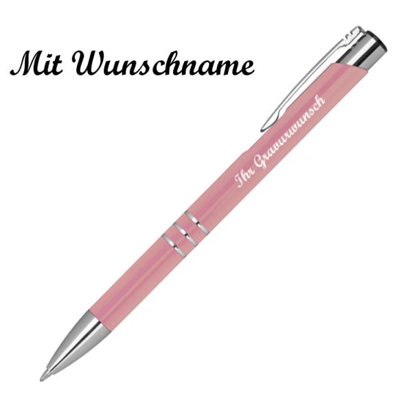10 Kugelschreiber aus Metall mit Namensgravur - Farbe: rose'