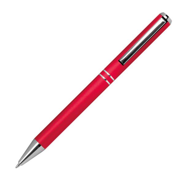 10 Kugelschreiber aus Metall mit Namensgravur - mit speziellem Clip - Farbe: rot