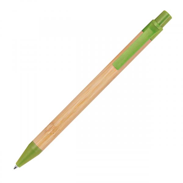 10 Kugelschreiber aus Weizenstroh und Bambus mit Gravur / Farbe: grün