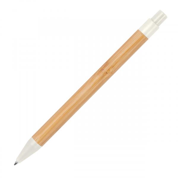 10 Kugelschreiber aus Weizenstroh und Bambus mit Namensgravur - Farbe: weiß