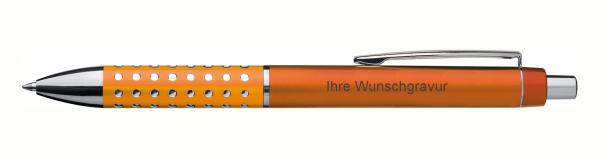 10 Kugelschreiber mit Gravur / "Glitzer" / Farbe: orange