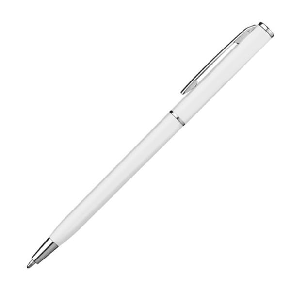 10 Kugelschreiber mit Gravur / "Slim Line" / Farbe: weiß