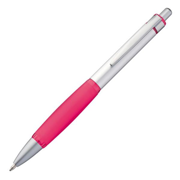 10 Kugelschreiber mit Gravur / aus Metall / Farbe: silber-pink