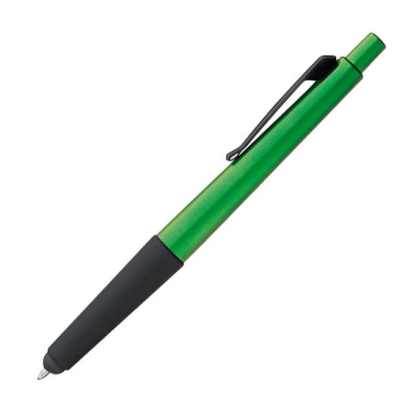 10 Kugelschreiber mit Gravur / Metallic-Kunststoff mit Touch-Pad / Farbe: grün
