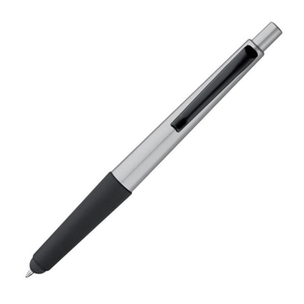 10 Kugelschreiber mit Gravur / Metallic-Kunststoff mit Touch-Pad / Farbe: silber