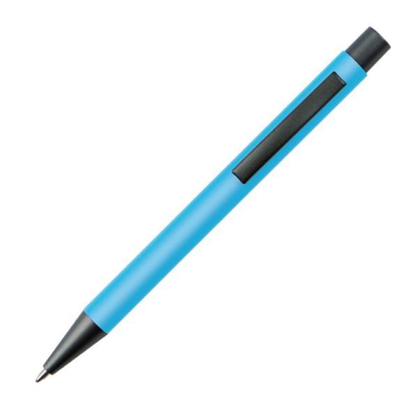 10 Kugelschreiber mit Gravur / mit Clip aus Metall / Farbe: hellblau