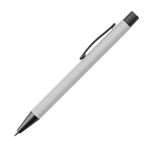 10 Kugelschreiber mit Gravur / mit Clip aus Metall / Farbe: weiß