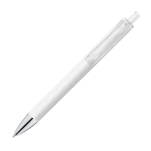 10 Kugelschreiber mit Gravur / mit gemustertem Schaft / Farbe: weiss