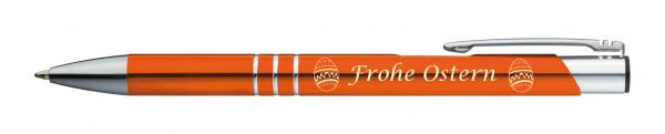 10 Kugelschreiber mit Gravur "Frohe Ostern" / aus Metall / Farbe: orange