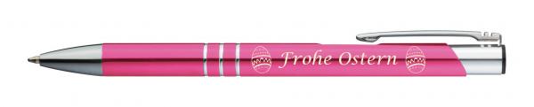 10 Kugelschreiber mit Gravur "Frohe Ostern" / aus Metall / Farbe: pink