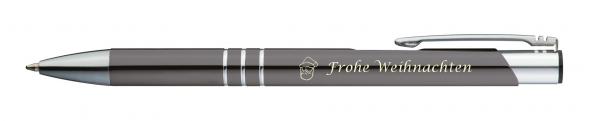 10 Kugelschreiber mit Gravur "Frohe Weinachten" / aus Metall / Farbe: anthrazit