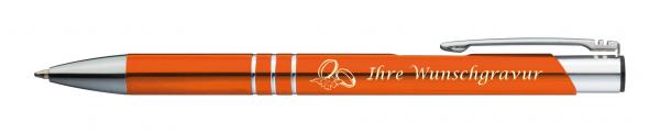 10 Kugelschreiber mit Gravur "Hochzeit" / aus Metall / Farbe: orange