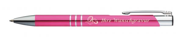 10 Kugelschreiber mit Gravur "Hochzeit" / aus Metall / Farbe: pink