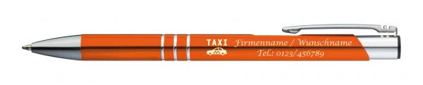 10 Kugelschreiber mit Gravur "Taxi" / aus Metall / Farbe: orange