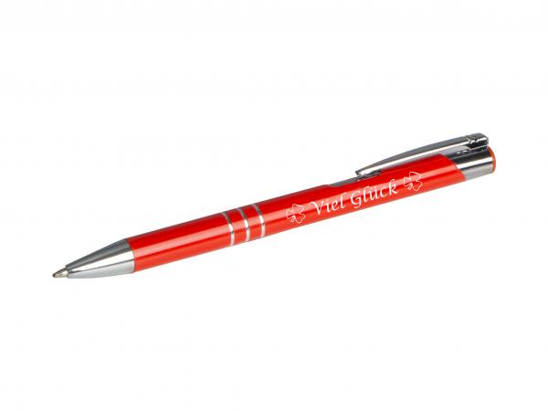 10 Kugelschreiber mit Gravur "Viel Glück" / aus Metall / 10 verschiedene Farben