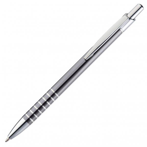 10 Kugelschreiber mit Namensgravur - aus Metall / Farbe: grau