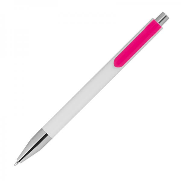10 Kugelschreiber mit Namensgravur - Farbe: weiß mit pinken Clip