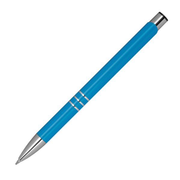 10 Kugelschreiber mit Namensgravur / je 10 schwarze + blaue Minen / hellblau
