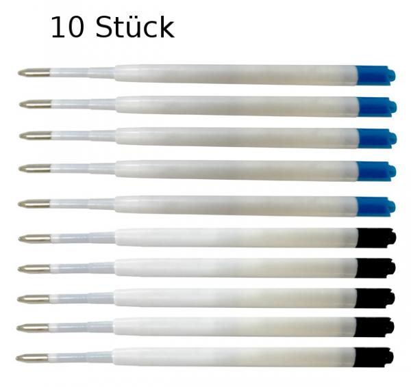 10 Kugelschreiberminen / Großraumminen / Schreibfarbe: je 5x blau + schwarz