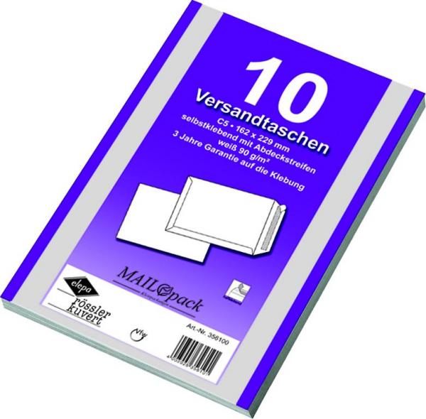 10 Mailpack Versandtaschen C5 weiss o.F. haftklebend